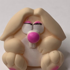 Bunny Rabbit Squeaky Toy Cake Topper 2.5&quot; Tall Spearhead Industries 1983