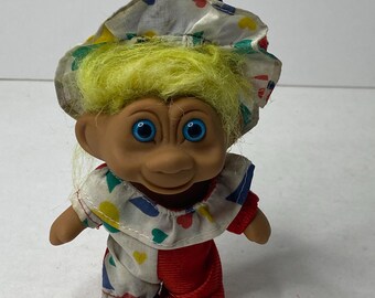 Bambola Troll Clown TNT Capelli Gialli Occhi Azzurri Alta 6" W/ 1991