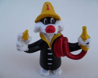 Warner Bros Sylvester Feuerwehrmann Figur Cake Topper 2,75 "Hoch 1989 Arbys