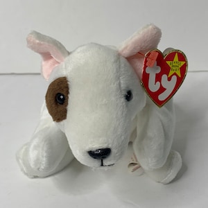 Ty Butch the Bull Terrier Beanie Baby Plush Bull Terrier Dog W/ Tags 9" Long 1998 Stuffed Animal Toy