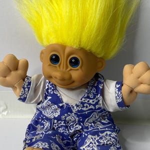 Russ Berrie Troll Doll Cloth Doll 12&quot; Tall W/ Hair Stuffed Toy Doll