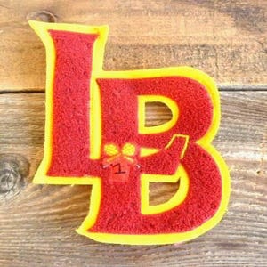Letterman's Jacket Sports Patch "LB" Plush #1 Tennis Patch Maroon and Gold