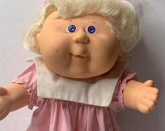 Cabbage Patch Kids Mattel Cuerpo Duro Cabello Rubio Ojos Violetas Muñeca 12" Alto 1983