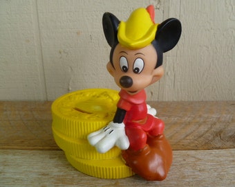 Disney Collectible Vinyl Mickey Mouse Coin Bank 6" Tall