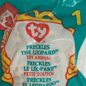 Ty Freckles the Leopard Teenie Beanie Baby Plush Leopard NIP 6&quot; Long 1999 Stuffed Animal Toy