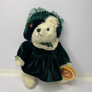 Pickford Bears Brass Button Plush Bear Bianca the Bear of Love W/ Tags 9&quot; Tall Sitting Stuffed Animal Toy