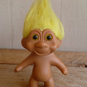 TNT Troll Doll Yellow Hair 8&quot; Tall W/ Hair 1991