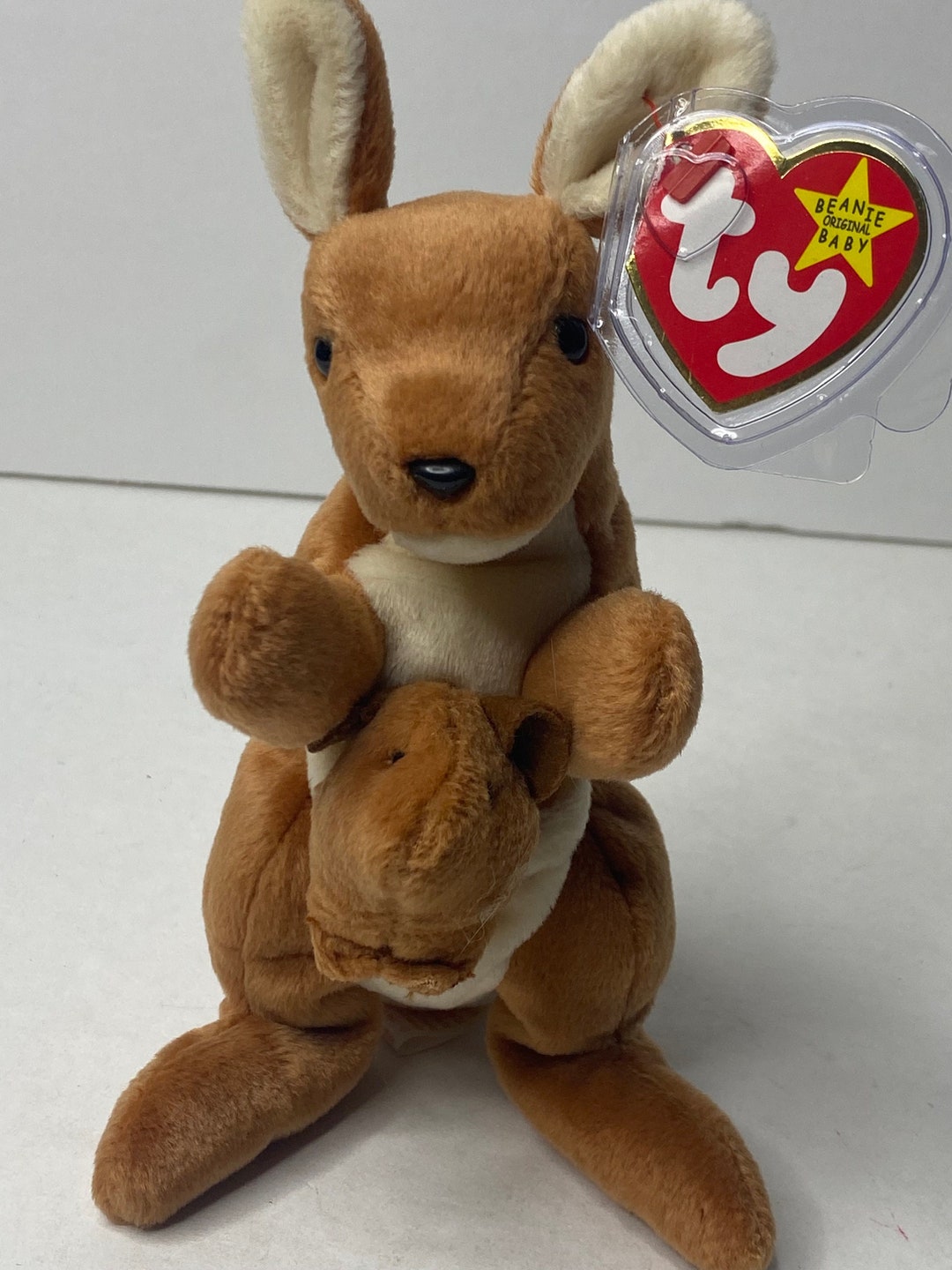 Ty Pouch the Kangaroo Beanie Babies Plush Kangaroo W/ Joey W/ Tags