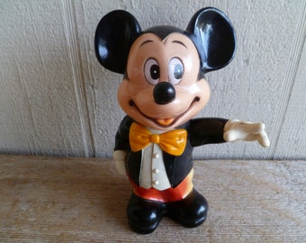 Mickey Mouse Disney Collectible Vinyl Mickey Mouse Bank 6.5" Tall No Plug
