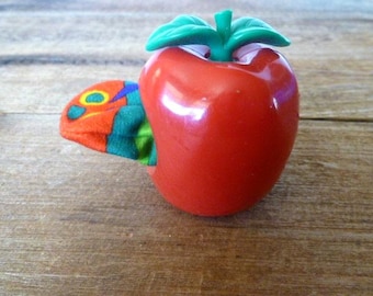 Marioneta de dedo de "La oruga muy hambrienta" de Eric Carle, 5 cm (2 pulgadas), juguetes de la Cajita Feliz de McDonald's de 1987