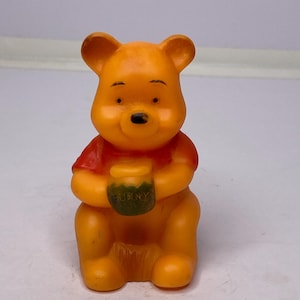 Winnie the Pooh Squeaky Toy W/ Honey Pot 3.5" Tall Sears Vintage