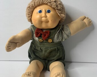 Cabbage Patch Kids Boy Doll Corduroy Overalls Bow Tie 18" Tall 1982 Stuffed Toy Doll