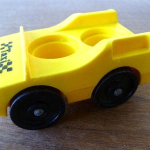 Fisher Price Little People Yellow Taxi Car Approx 3&quot; X 2&quot; Vintage