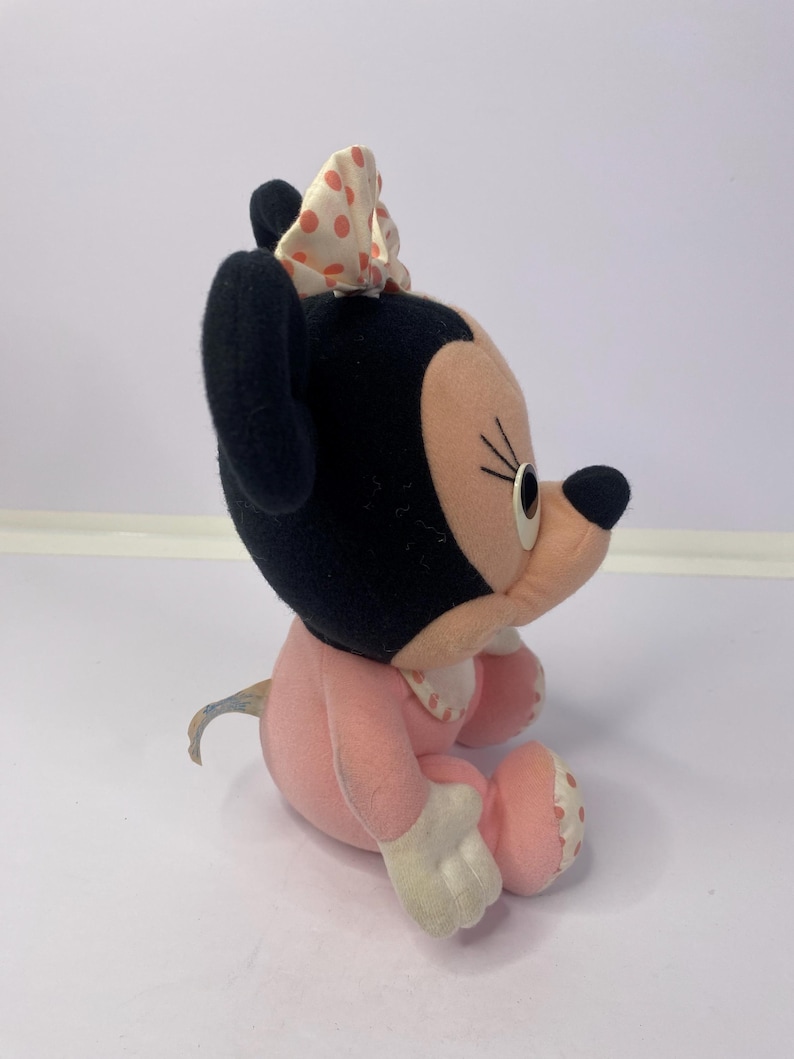 Peluche Minnie Mouse rose Disney bébés vintage 9 po. de haut Playskool Hasbro image 4