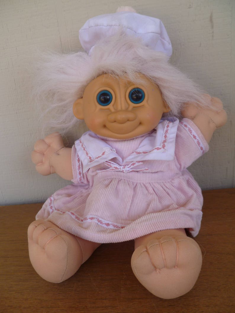 Large Vintage Russ Troll Cloth Doll with Dress and Hat | Etsy