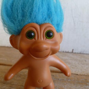 TNT Troll Doll Blue Hair 8&quot; Tall 1991 Adorable Vintage