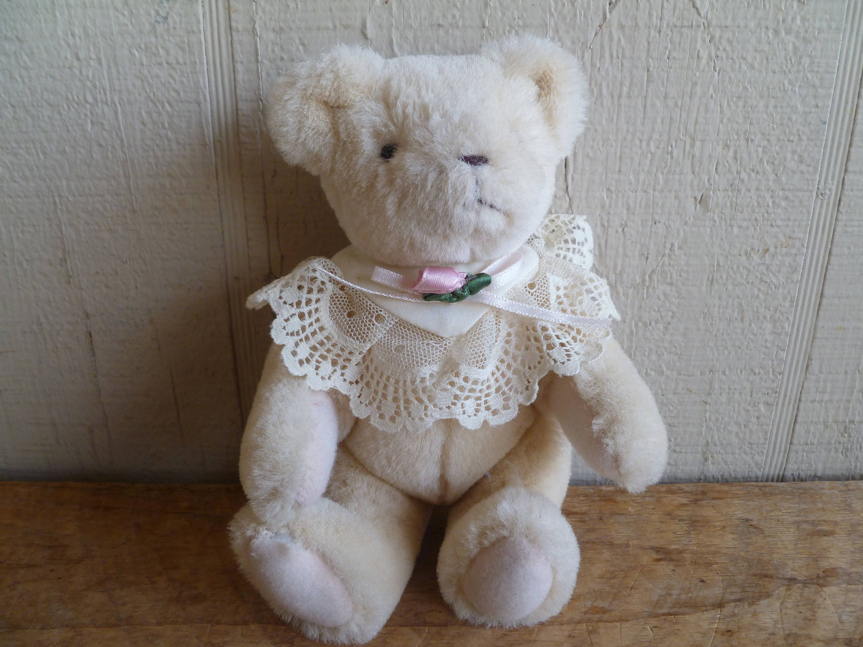 vintage white teddy bear