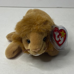 Ty Roary the Lion Beanie Baby Plush Lion W/ Tags 10" Long 1996 Stuffed Animal Toy