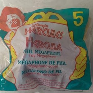 Disney Hercules Phil Megaphone McDonalds Happy Meal Toy New in Package 1997