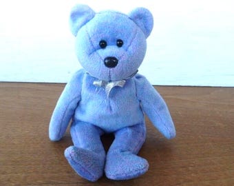 Ty Clubby II the Bear Beanie Babies Plush Blue Teddy Bear 8.5" Tall 1999 Stuffed Animal Toy W/ Tag Error
