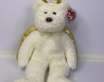 Peluche ours en peluche Ty Halo II l'ange Beanie Buddies avec étiquette 15 po. de haut 2000