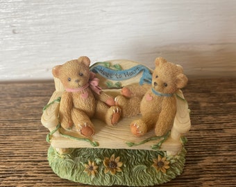 Cherished Teddies Bears-beeldje "Heart To Heart" 2,25" hoog 1996 Priscilla Hillman