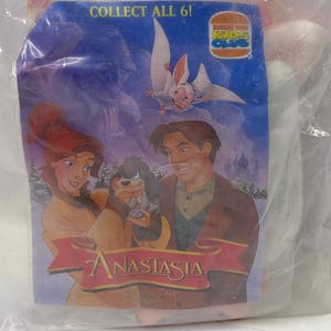 20世紀フォックス アナスタシア 映画ぬいぐるみ アルビノバット NIP 高さ5.5インチ 1997年 バーガーキング ぬいぐるみ
