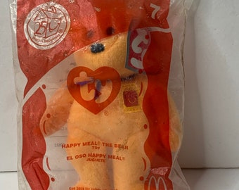 Ty Teenie Beanie Babies Ronald McDonald "Happy Meal" The Bear W/ Tags 5" Tall 2004 Stuffed Animal Toy NIP