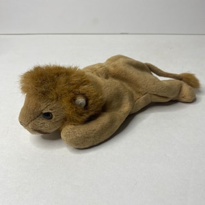 Ty Roary the Lion Beanie Baby Plush Lion 10" Long 1996 Stuffed Animal Toy
