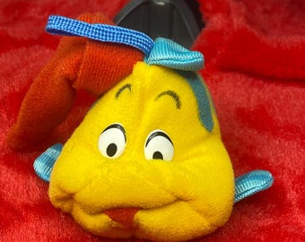 Disney Little Mermaid Flounder Plush Christmas Ornament 3" Tall McDonalds Happy Meal Toy