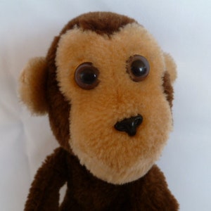 Dakin Plush Monkey Velcro Hands 8&quot; Tall 1978 Stuffed Animal Toy