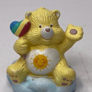Care Bear Funshine Bear Mini Ceramic Figure Cake Topper 2.5&quot; Tall 1985