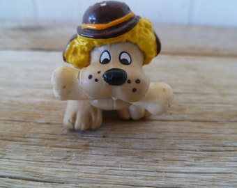 Pound Puppy Dog with a Bone Miniature 2.5" Long 1980's