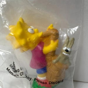 Lisa Simpson Cake Topper with Rabbit NIP The Simpsons 2.5&quot; Tall 1990
