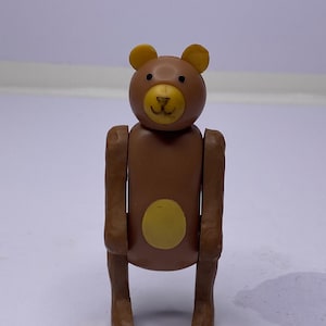 Fisher Price Little People Circus Train Brown Bear 3.5&quot; Tall 1970&#39;s Hong Kong Vintage