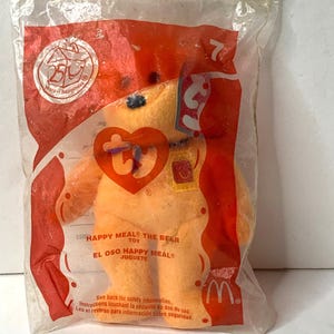 Ty Happy Meal the Bear Teenie Beanie Babies Plush Bear W/ Tags 5&quot; Tall 2004 Stuffed Animal Toy NIP Ronald McDonald