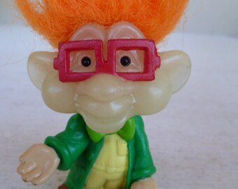 Burger King Glow in the Dark Troll Cake Topper 7&quot; Tall W/ Hair 1993