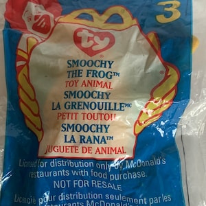 Ty Smoochy the Frog Teenie Beanie Baby Plush Frog W/ Tags NIP #3 6&quot; Long 1993 Stuffed Animal Toy