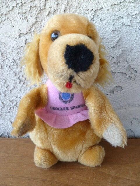 Dakin Crocker National Bank Plush Cocker Spaniel Dog with Charm Tags "Crocker Spaniel" 8" Tall 1981 Stuffed Animal Toy Collectable