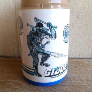 G I Joe Lunch Box Thermos Hasbro 6.75&quot; Tall 1989 Missing Cup