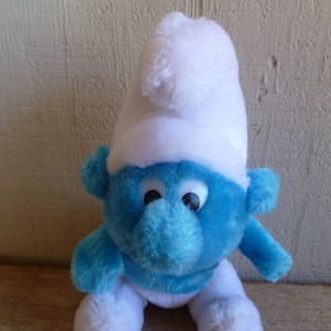 Peyo Wallace Berrie Plush Smurf 8.5&quot; Tall 1980 Stuffed Animal Toy