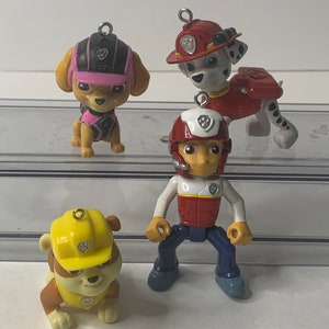 Paw Patrol Christmas Ornaments Cake Topper 3" Tall Set of 4