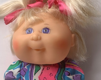 Cabbage Patch Kids Mattel Hard Body Doll Blond Hair Blue Eyes 14 "Tall 1988