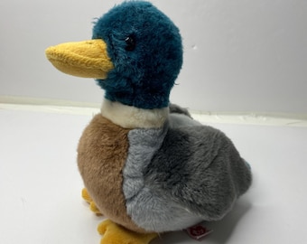 Raro peluche Ty Jake, l'anatra selvatica della linea Beanie Buddies, con etichette, alto 15 cm, anno 1998.