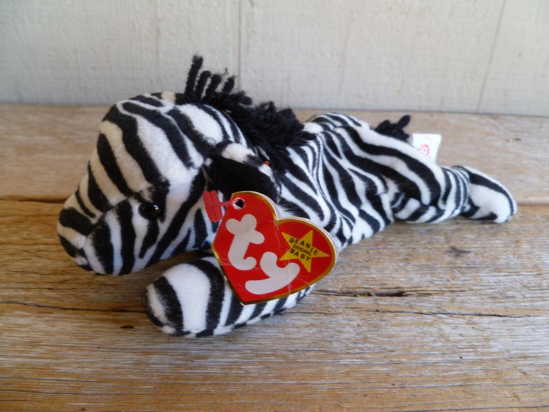 TY Beanie Babies Plush Zebra ziggy With Tags 1995 Etsy