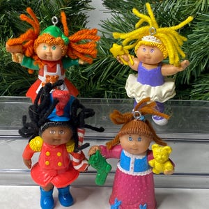Cabbage Patch Christmas Ornaments Cake Topper Set of 4