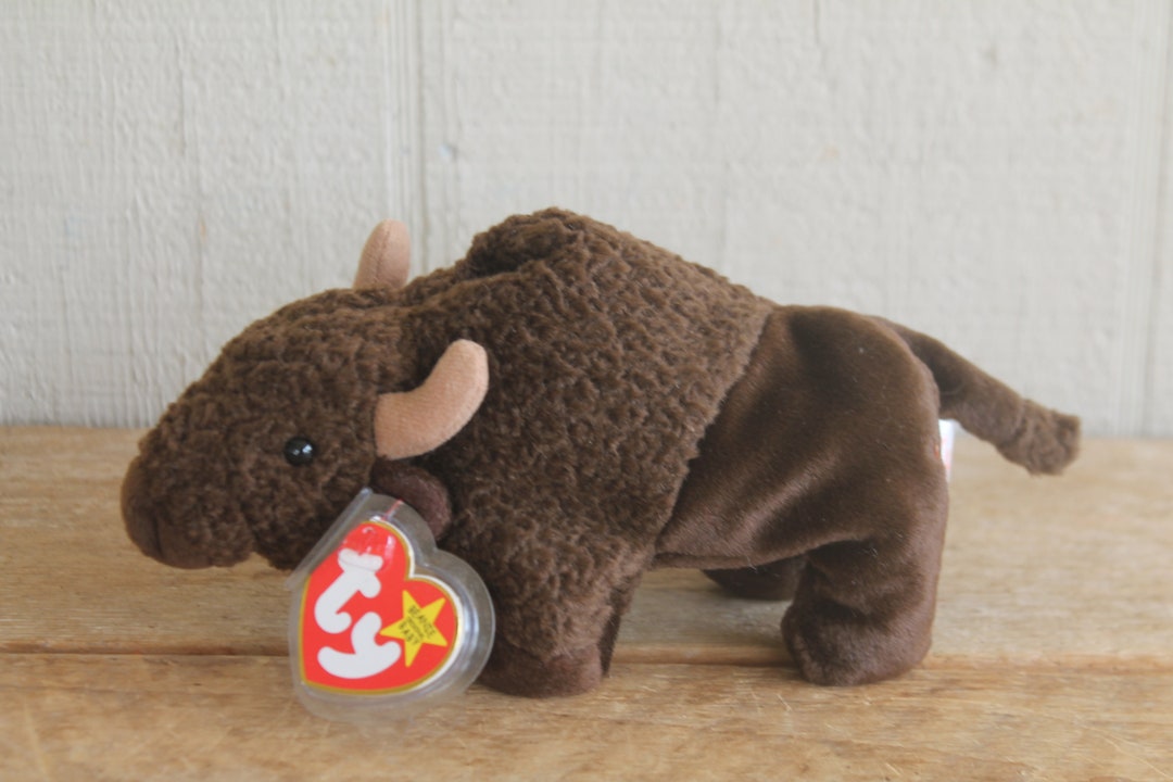 TY Beanie Babies Plush Buffalo roam With Tags 1998 Etsy