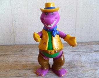 Barney Cowboy Cake Topper PVC 4.5&quot; Tall 1993 Hard To Find