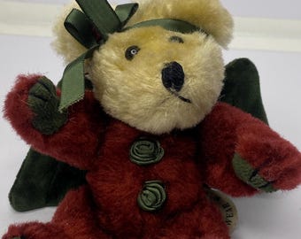 Boyd's Bears and Friends Plush Jointed Teddy Bear Angel Ornament Wings 6" Tall Stuffed Animal Toy