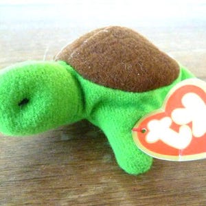 Rare Ty Speedy the Turtle Teenie Beanie Babies Plush Turtle W/ Tags 4&quot; Long 1993 Stuffed Animal Toy